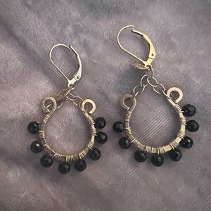 Elegant Gold and Black Hoop Earrings